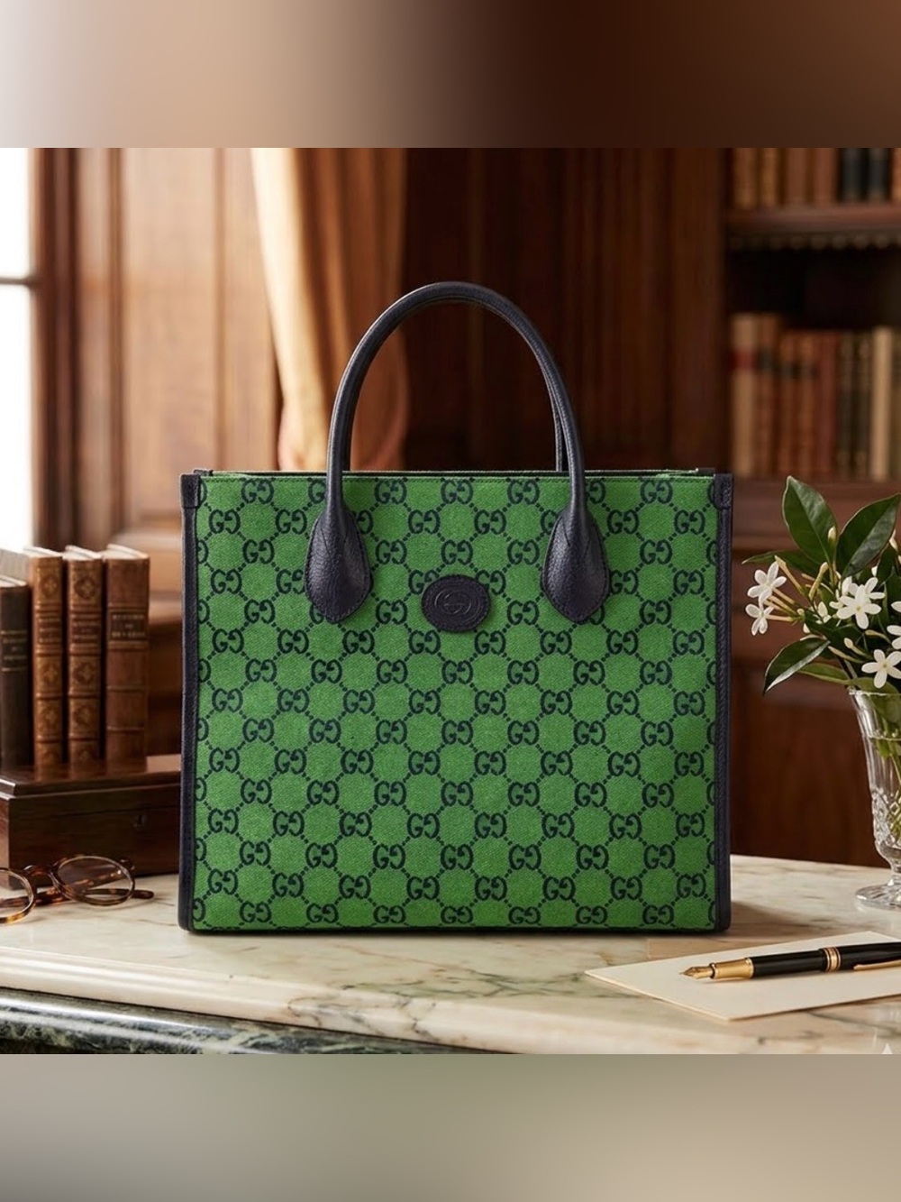 Gucci Green GG Canvas Tote